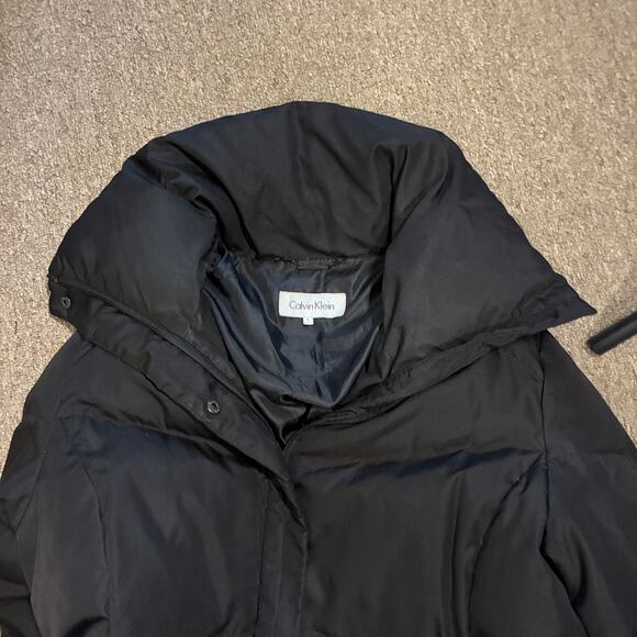 Calvin Klein Down Long Puffer Coat Womens Large High Collar Classic pockets - Picture 4 of 13